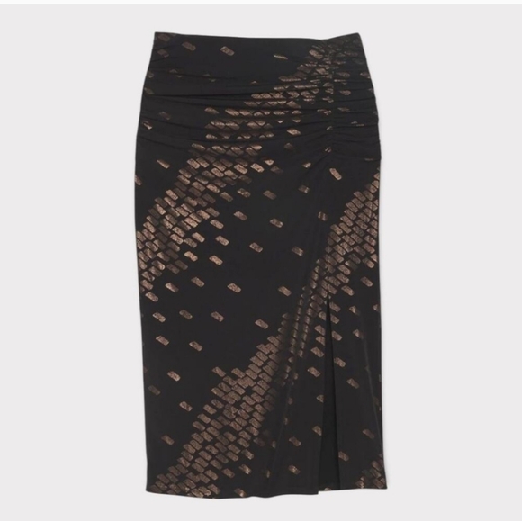 NWT White House Black Market Metallic Foil Print Midi Pencil Skirt XS - Picture 8 of 8